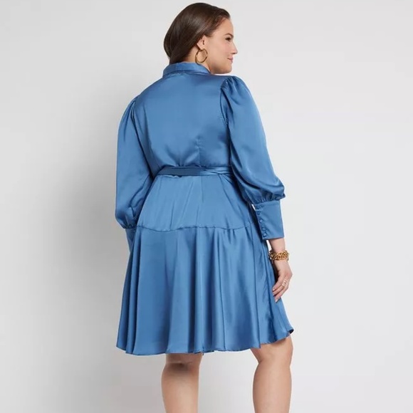 Eloquii Mini Satin Wrap Dress NWT Size 16 - Picture 2 of 2